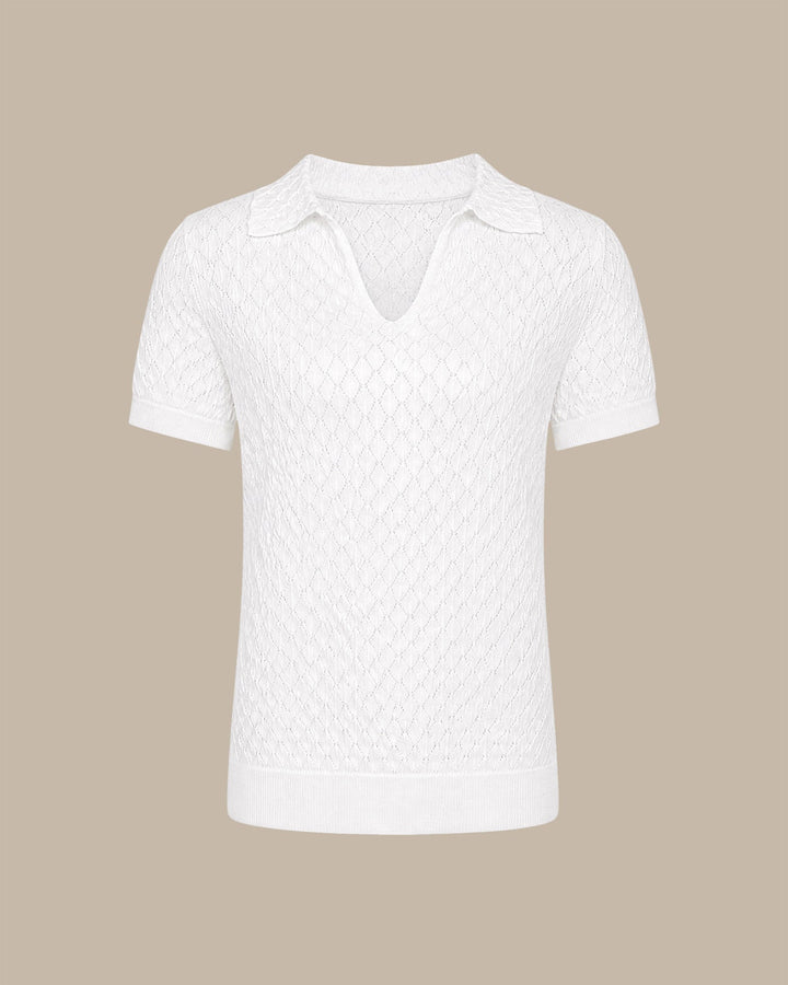 White Cut Out Textured Tee