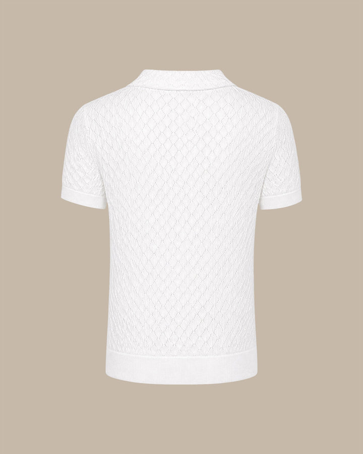 White Cut Out Textured Tee