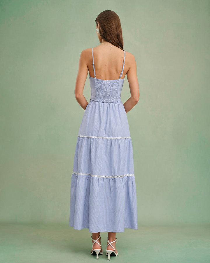 Blue Sweetheart Neck Cami Top