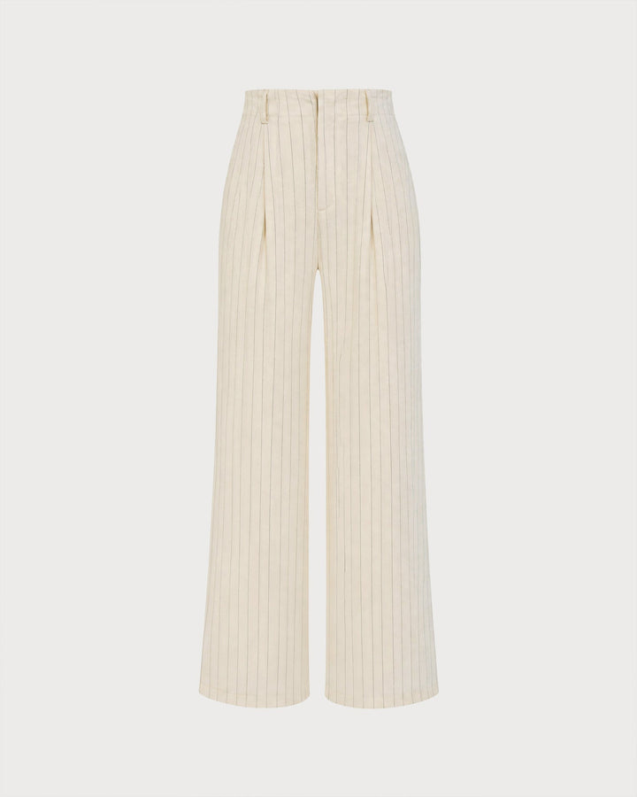 Apricot Elastic Waist Pockets Straight Pants