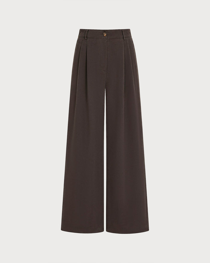 Coffee Pockets Button Straight Pants