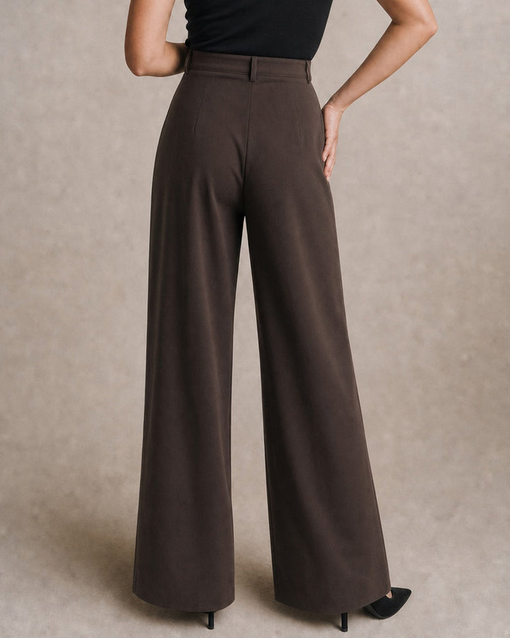 Coffee Pockets Button Straight Pants