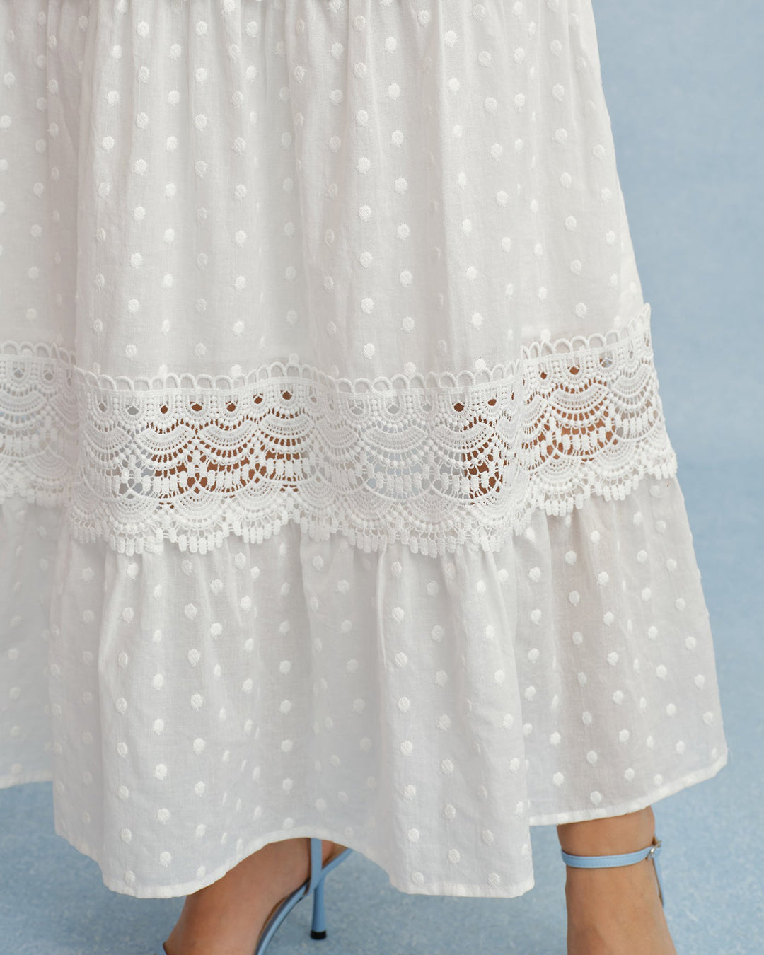 White V Neck Splicing Tie Maxi Dress