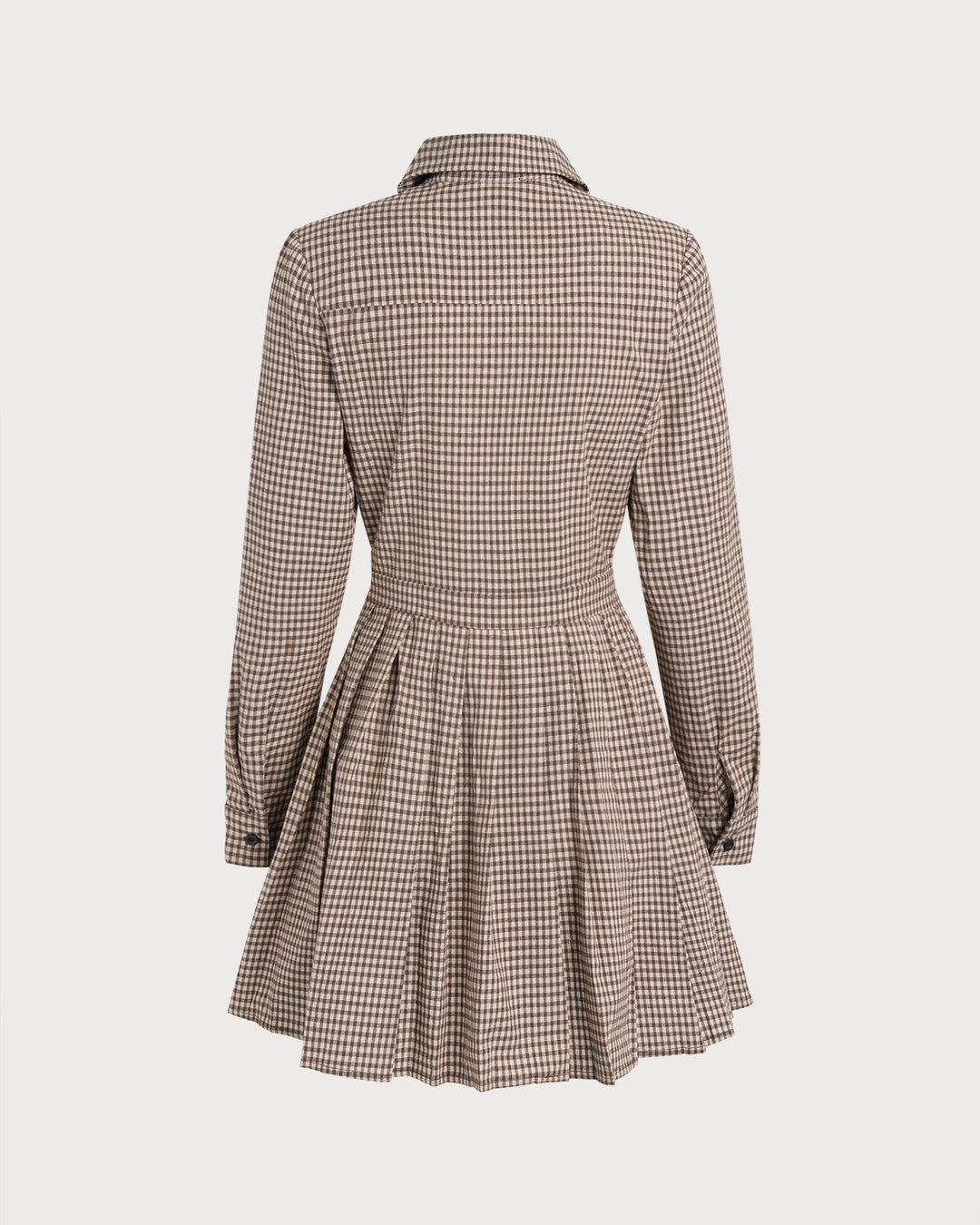 Brown Plaid Pleated Mini Dress