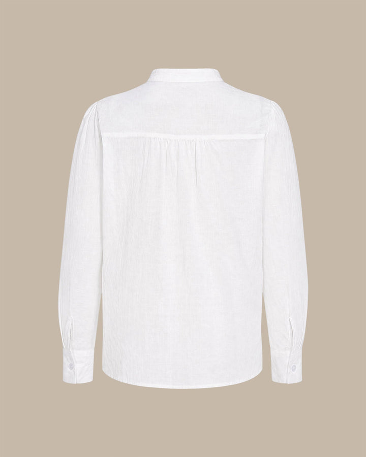 White V Neck Textured Button Shirt