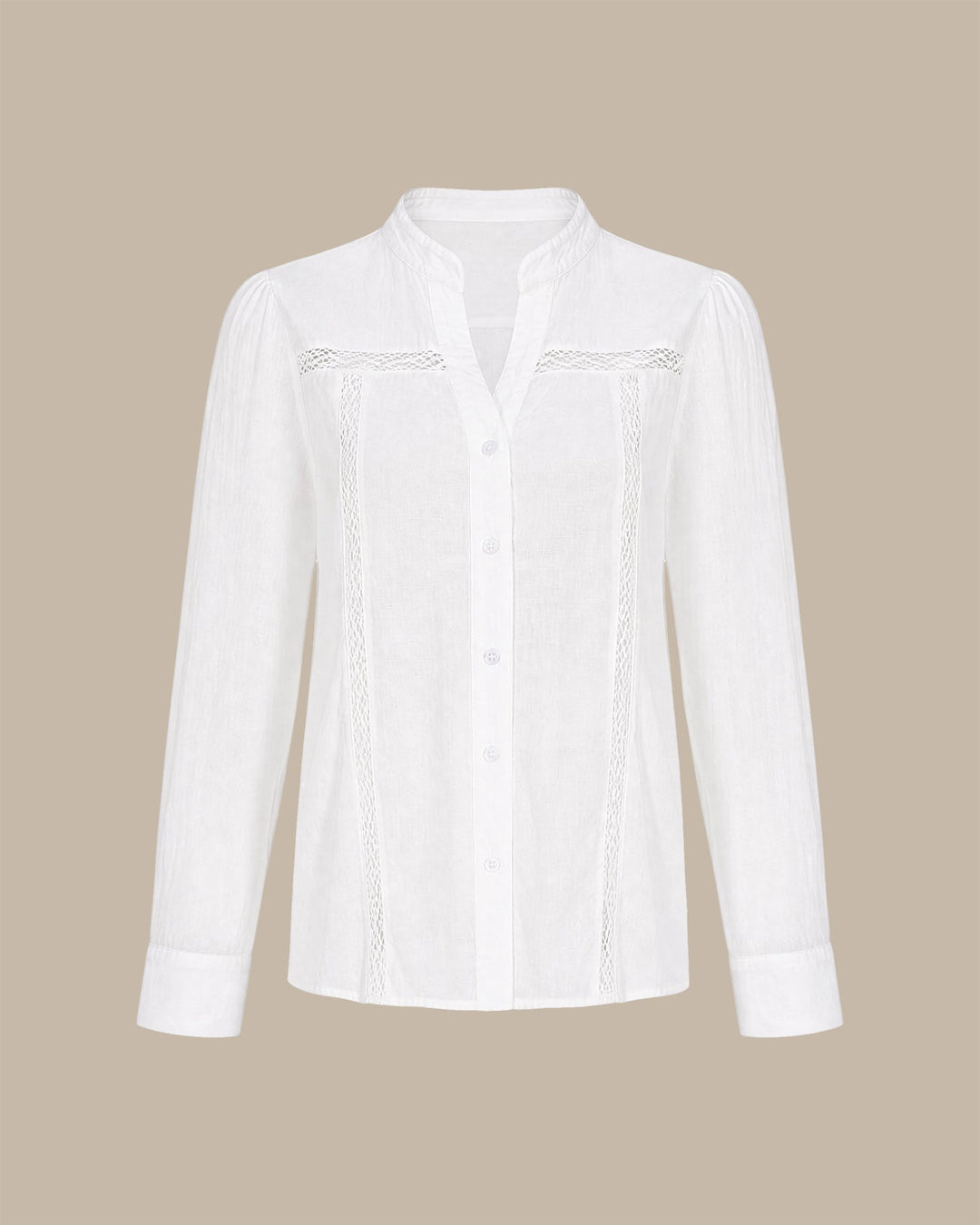 White V Neck Textured Button Shirt