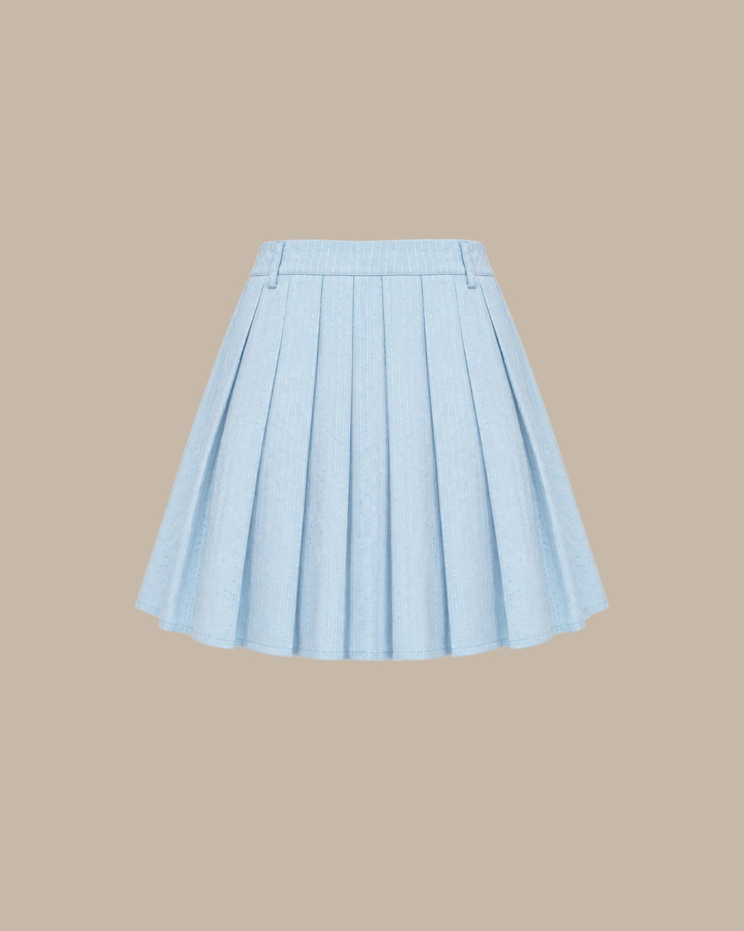 Blue Textured Pleated Mini Skirt