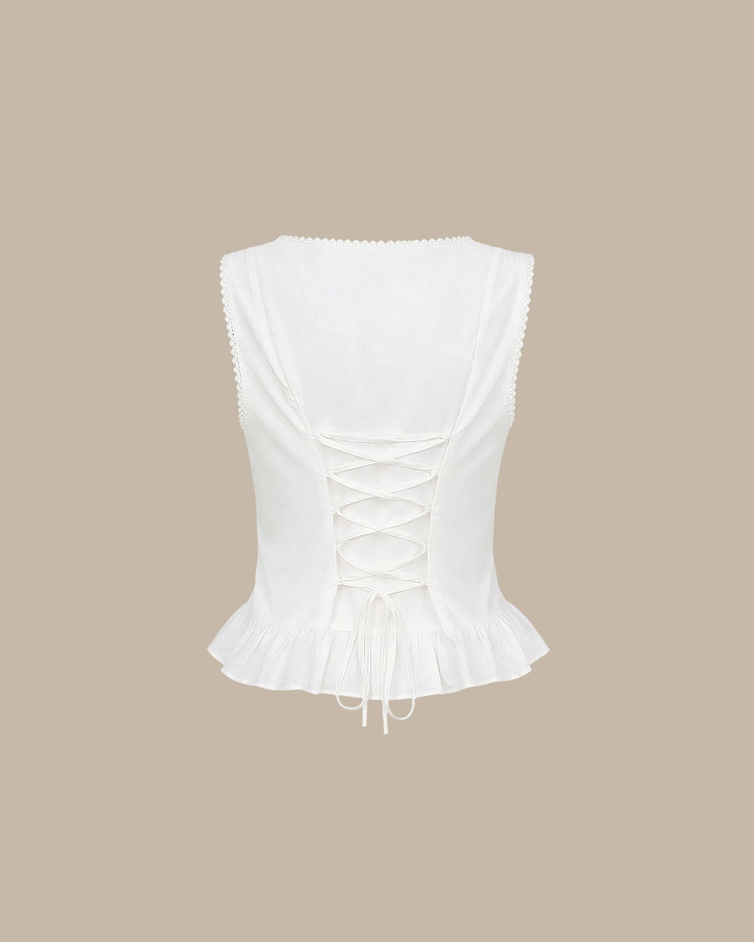 White U Neck Lace Embroidery Tank Top