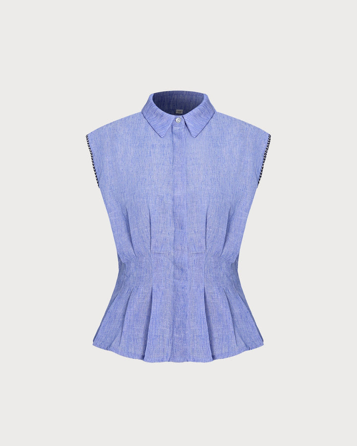 Blue Collar Ruched Button Tank Top
