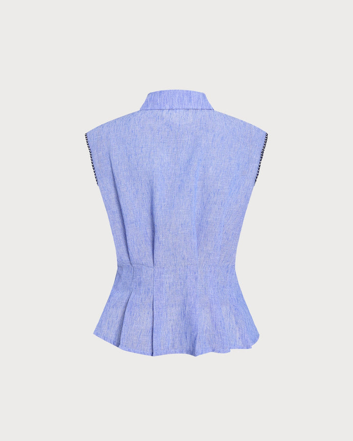 Blue Collar Ruched Button Tank Top
