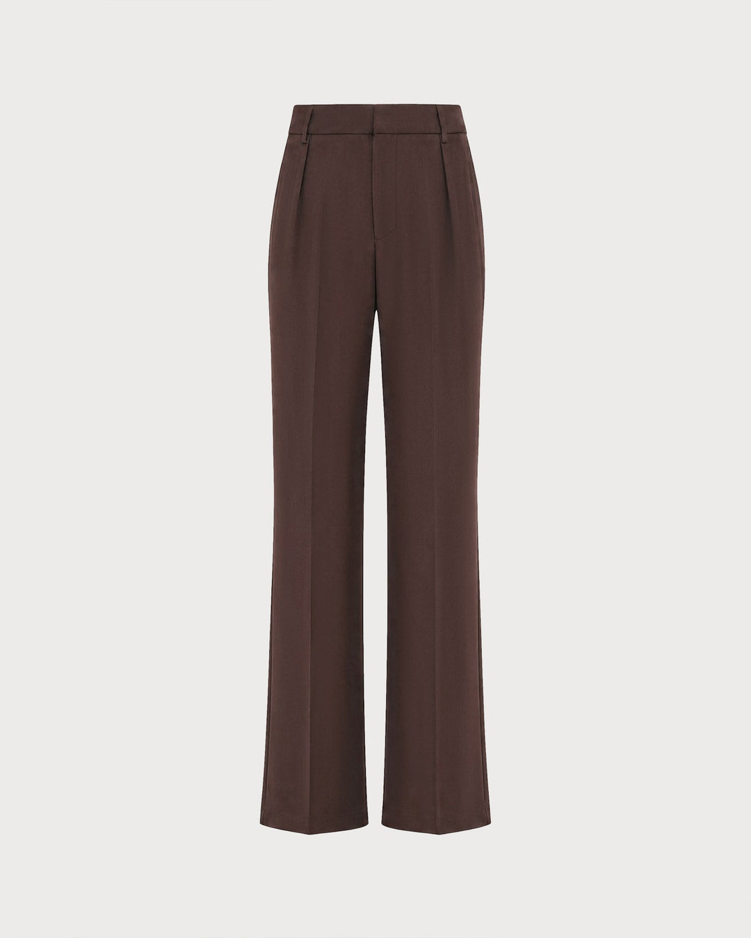 Coffee Elastic Waist Pockets Straight Pants