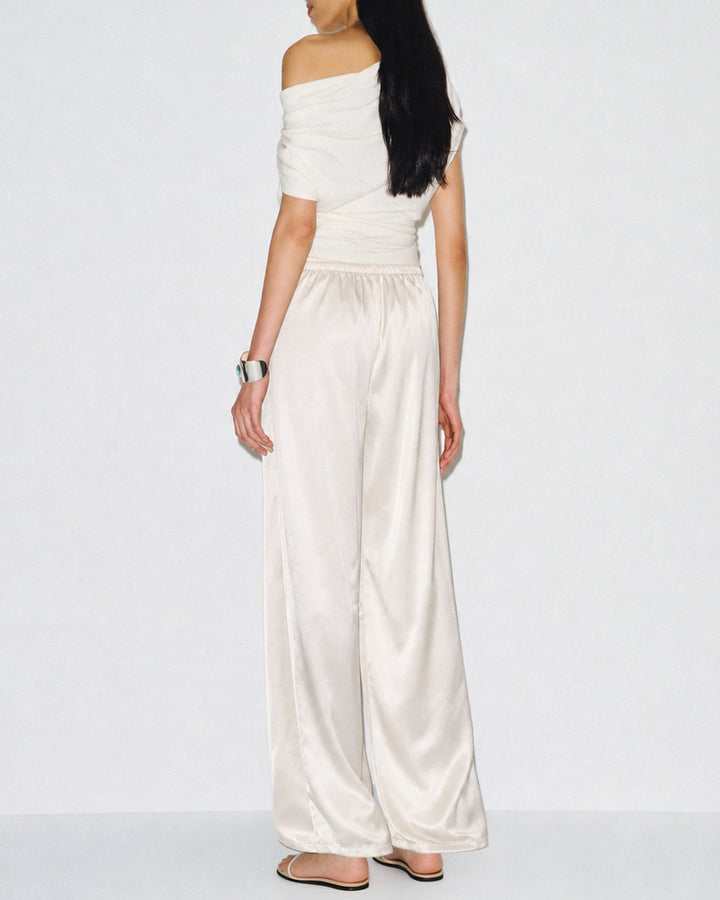 Apricot Elastic Waist Pockets Pants