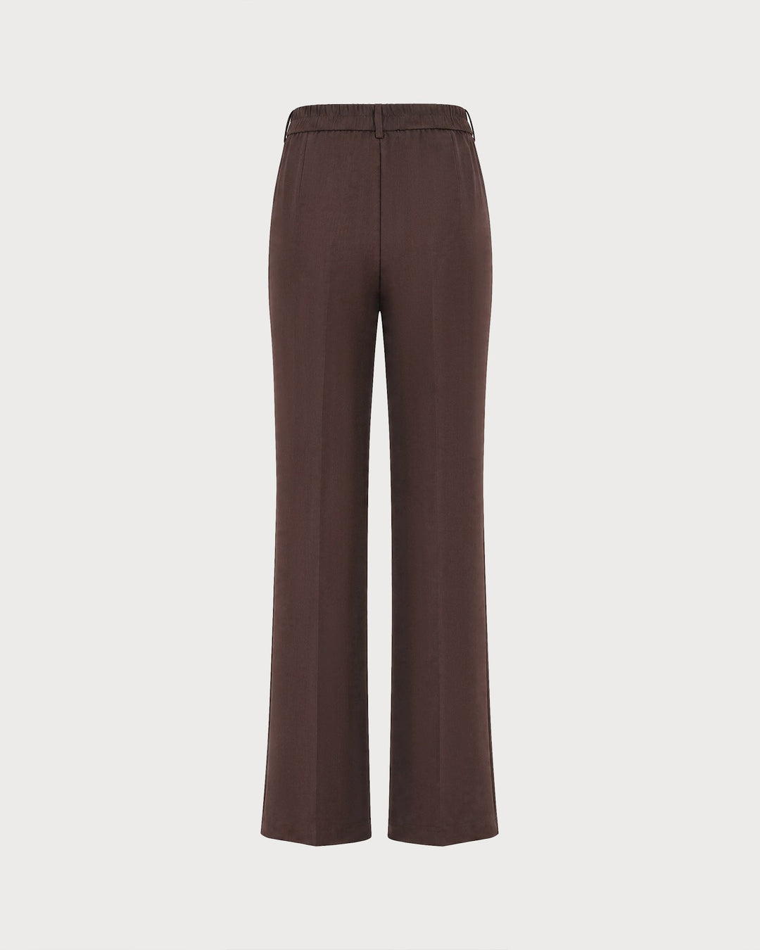 Coffee Elastic Waist Pockets Straight Pants