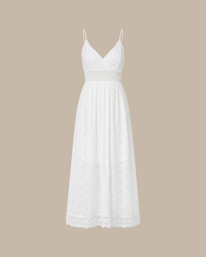 White Textured Cut Out Slip Maxi Dress