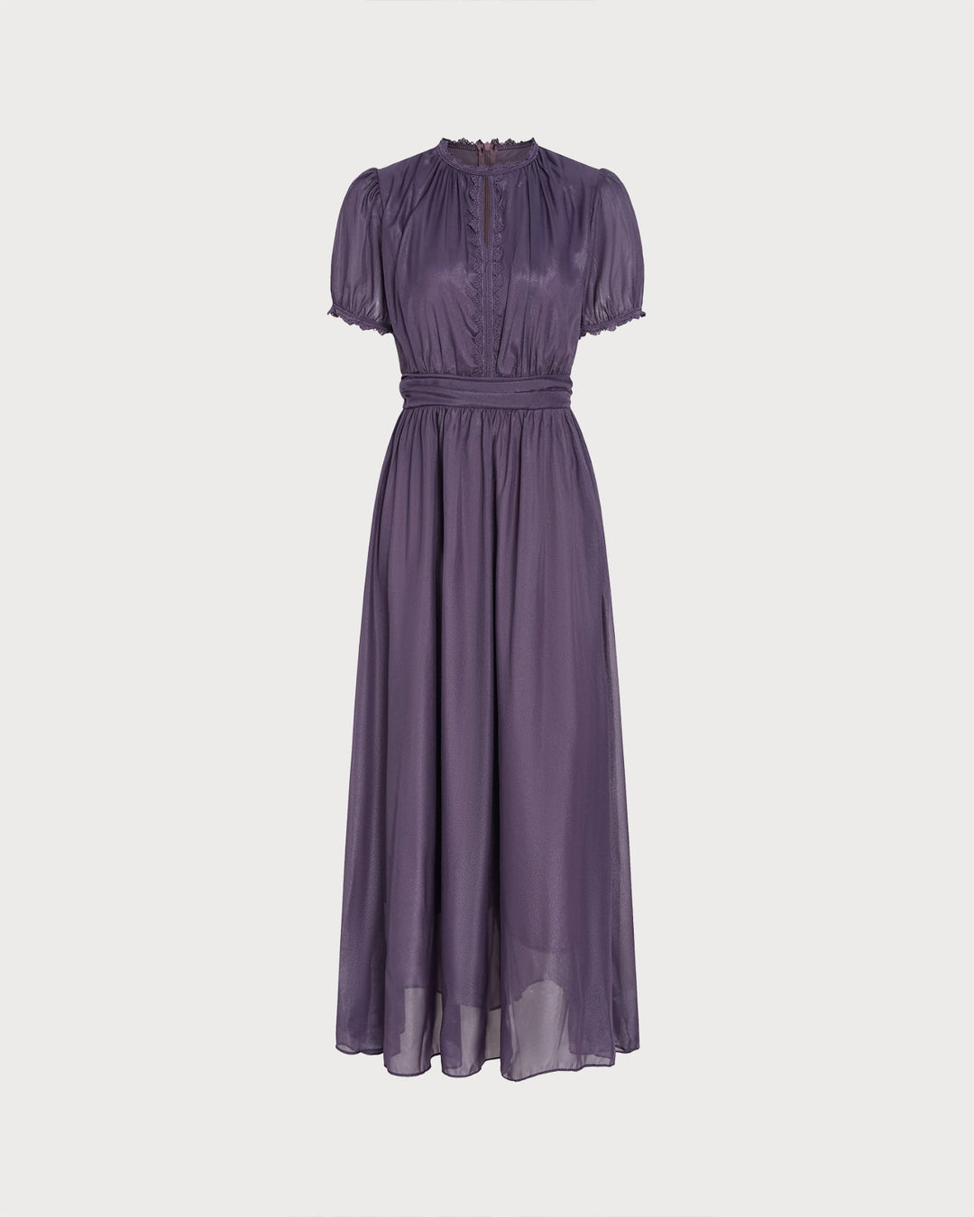 Purple Puffed Sleeve Tunic Maxi Dress