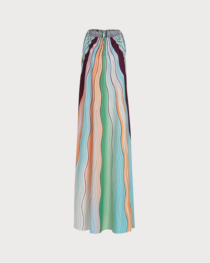 Geometric Round Neck Tie Maxi Dress