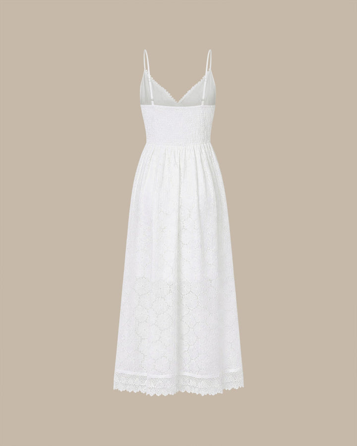 White Textured Cut Out Slip Maxi Dress