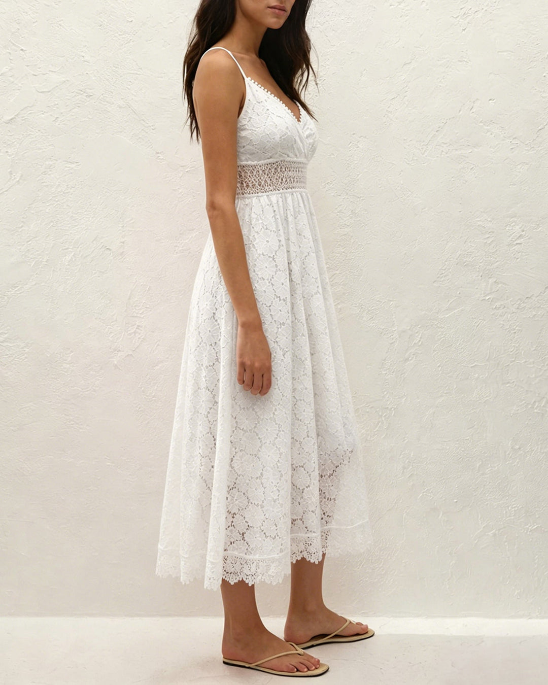 White Textured Cut Out Slip Maxi Dress