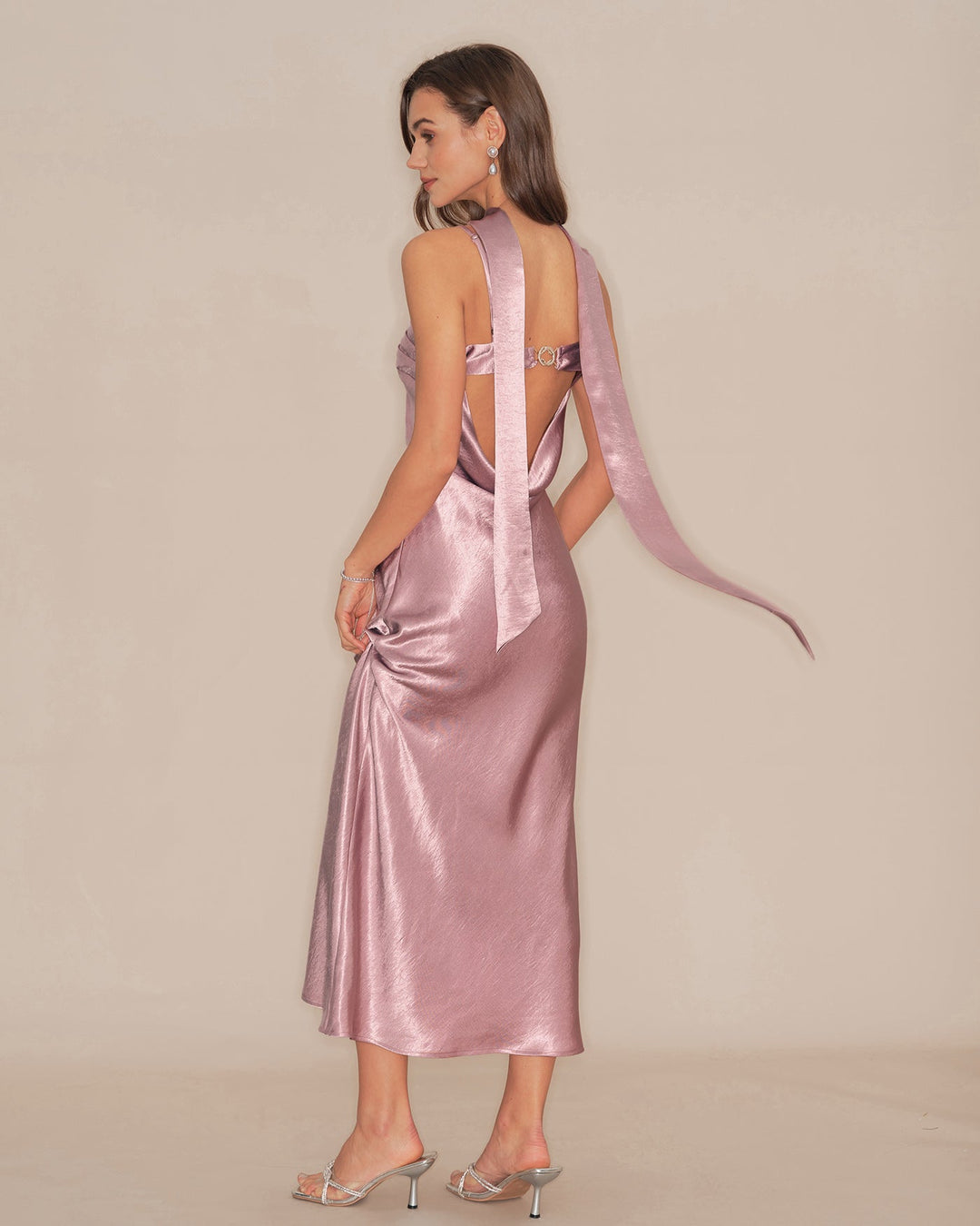 Pink Slip Mermaid Satin Maxi Dress