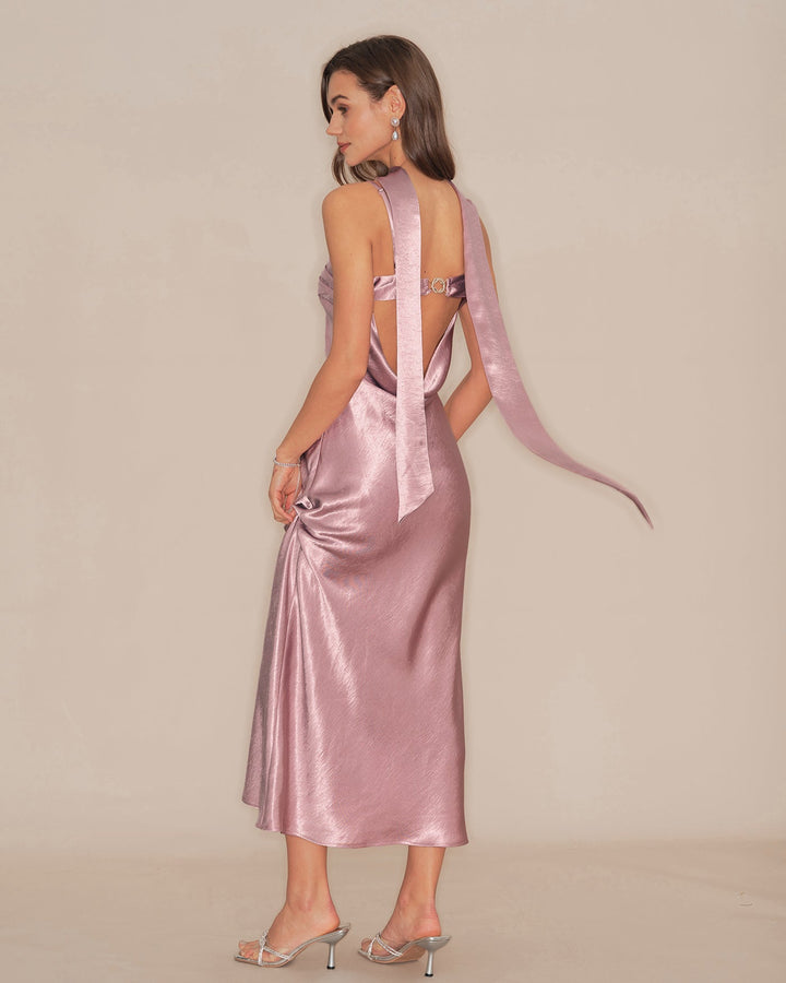 Pink Slip Mermaid Satin Maxi Dress