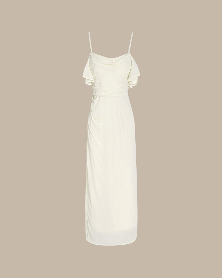 Apricot Ruffle Slip Chiffon Midi Dress