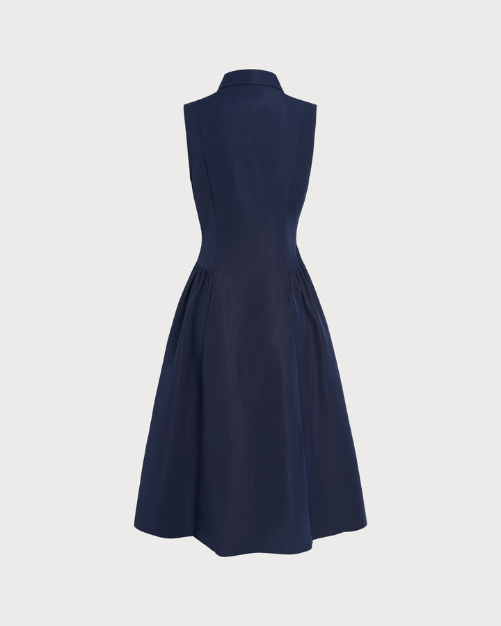 Blue Collar Button Tunic Midi Dress