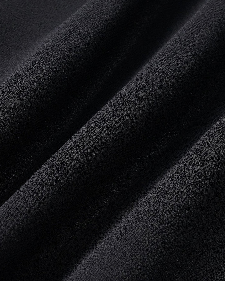 Black V Neck Puffed Sleeve Midi Dress
