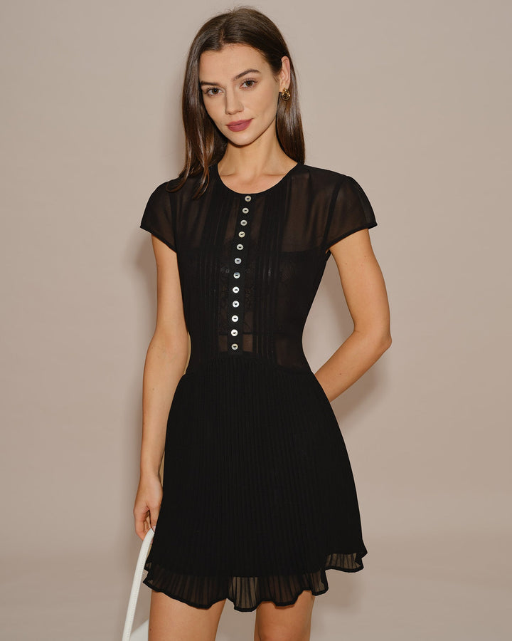 Black See Through Chiffon Mini Dress