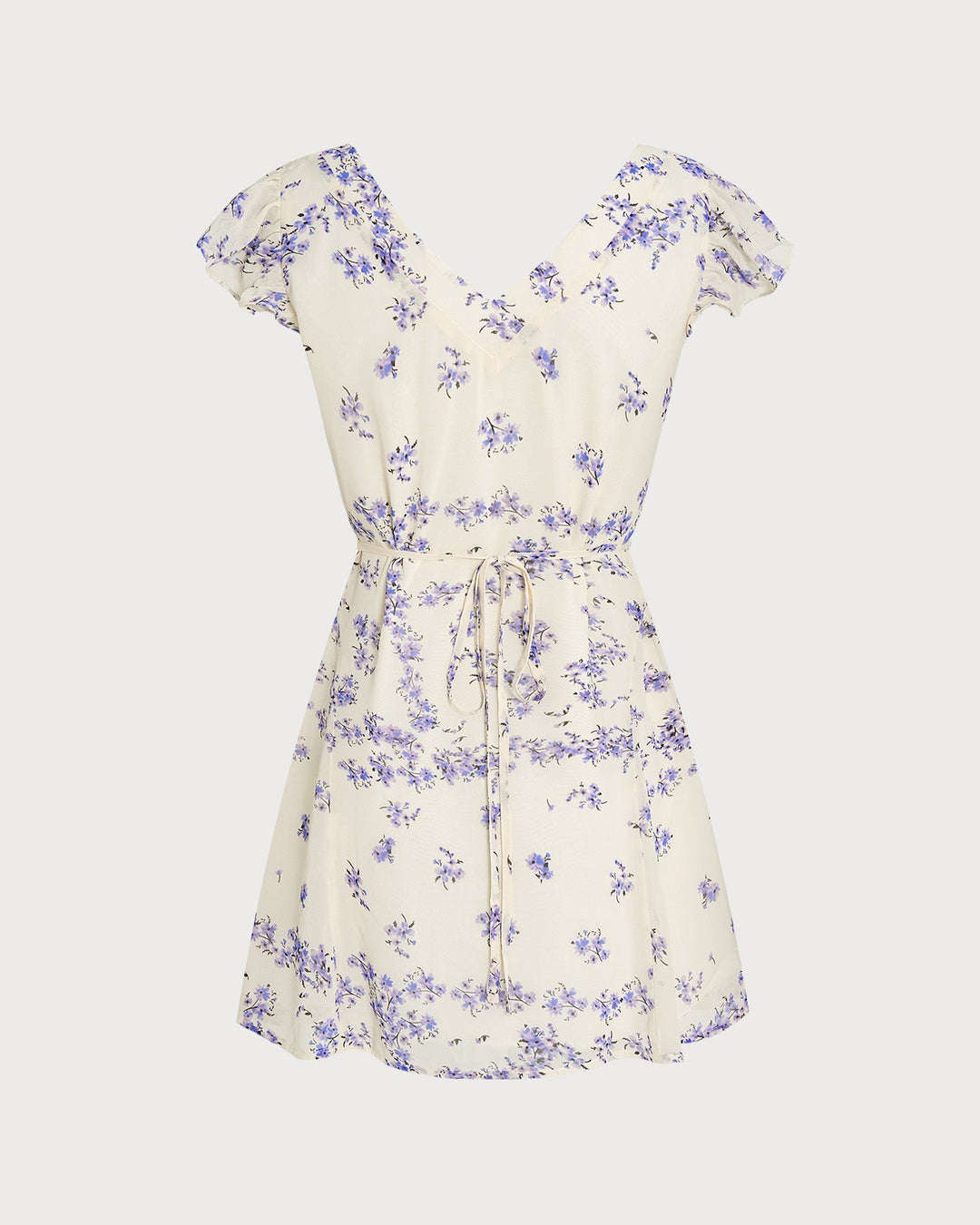 Apricot Square Neck Tie Floral Mini Dress