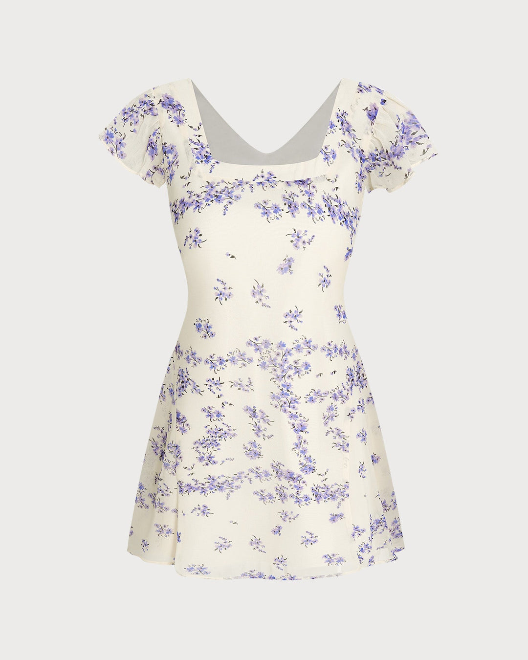 Apricot Square Neck Tie Floral Mini Dress