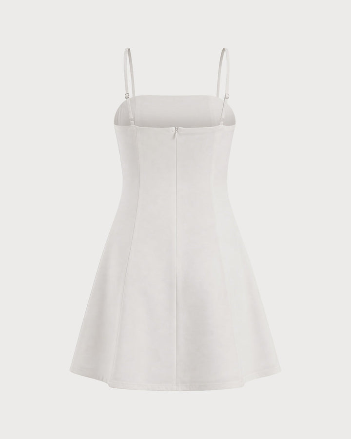 White Zipper Slip A-Line Mini Dress