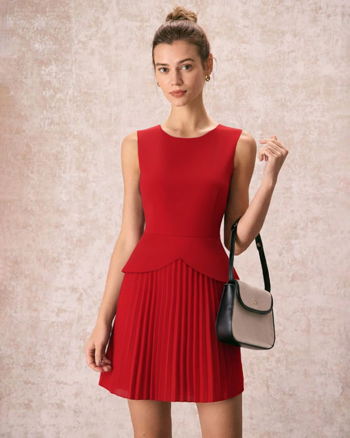Red Ruched Mini Dress