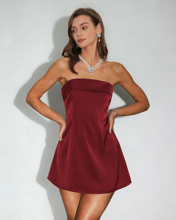 Red Strapless A-Line Mini Dress