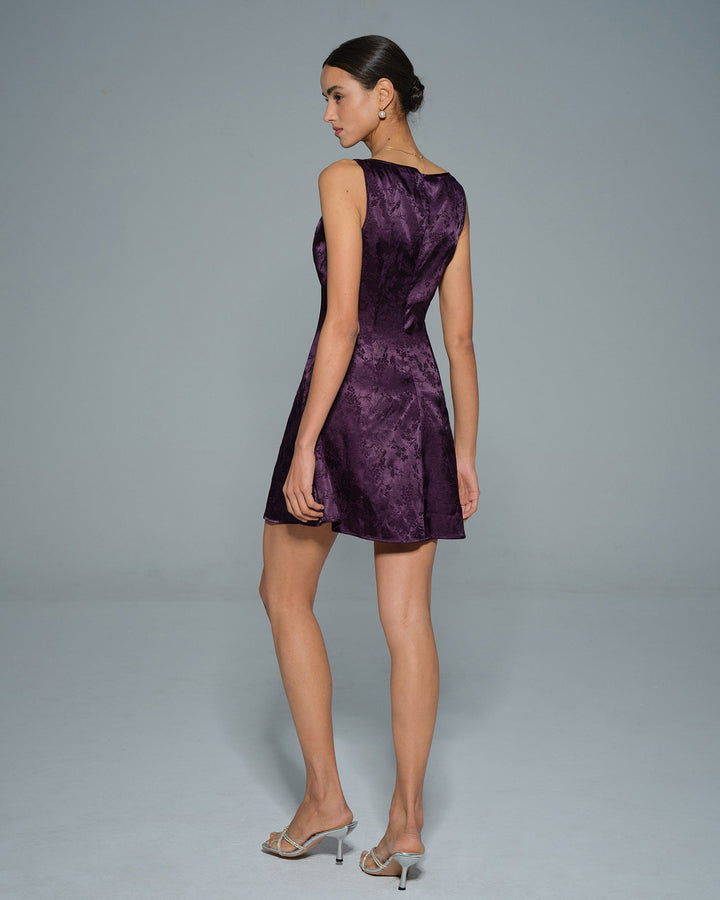 Purple Sleeveless Floral Mini Dress