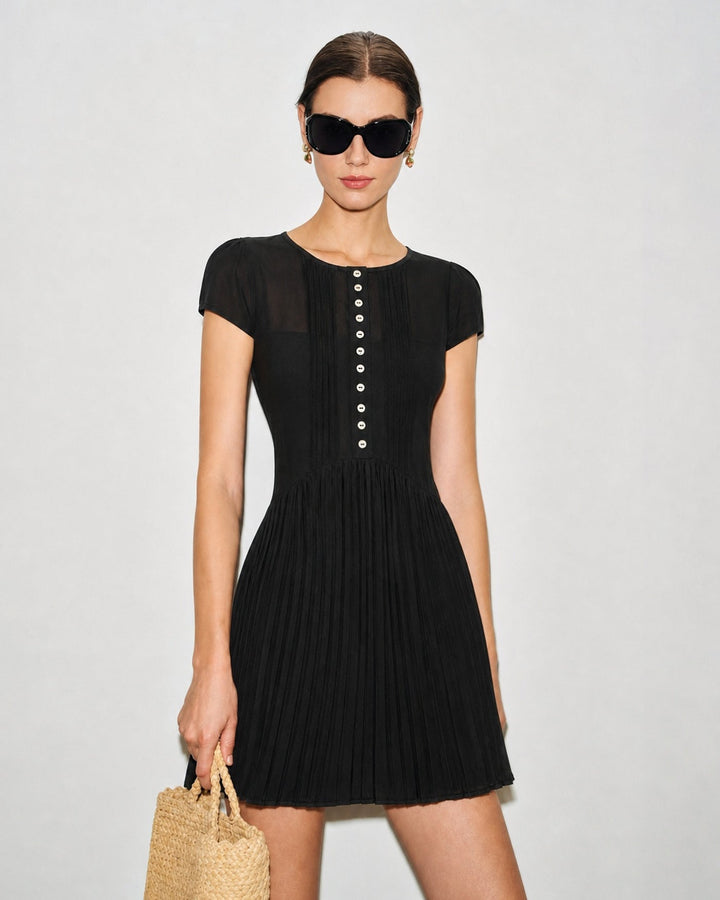 Black See Through Chiffon Mini Dress