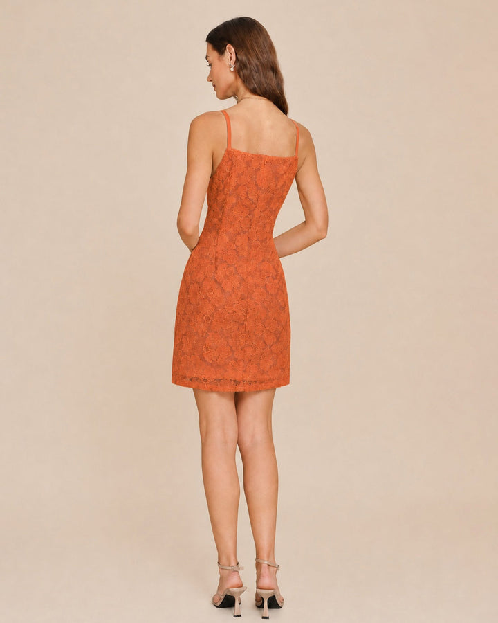 Caramel Square Neck Textured Slip Mini Dress