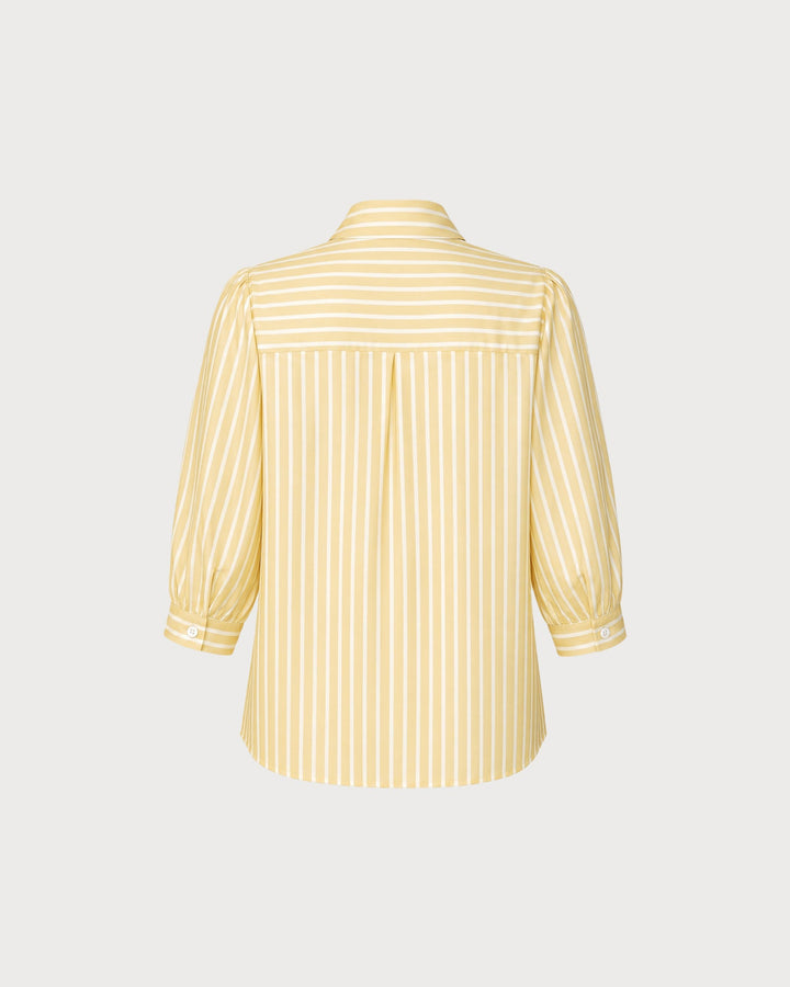Yellow Collar Button Striped Shirt