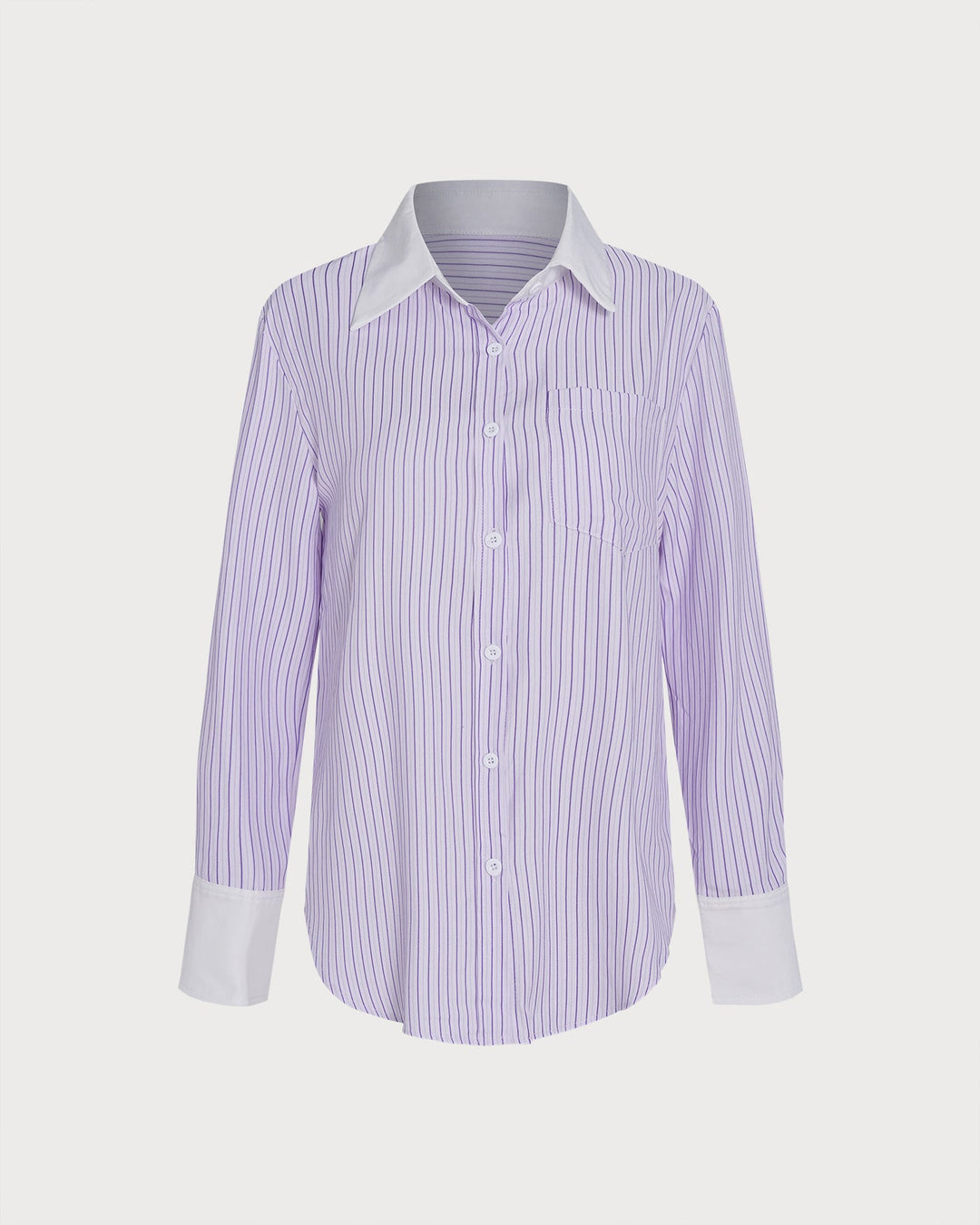 Purple Pockets Button Striped Shirt