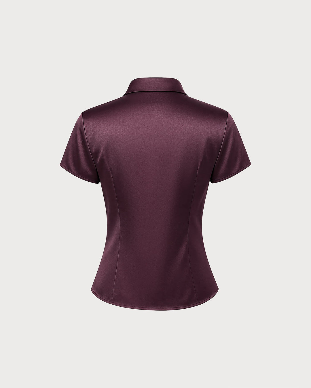Wine Red Collar Short Sleeve Button Shirt