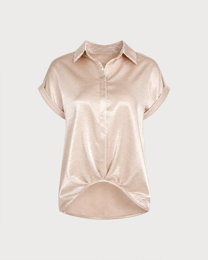 Apricot Collar Short Sleeve Shirt
