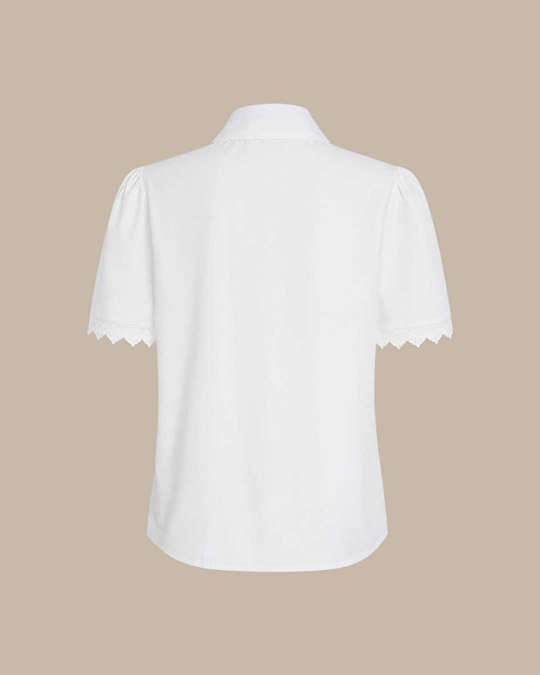 White Solid Collar Splicing Button Shirt