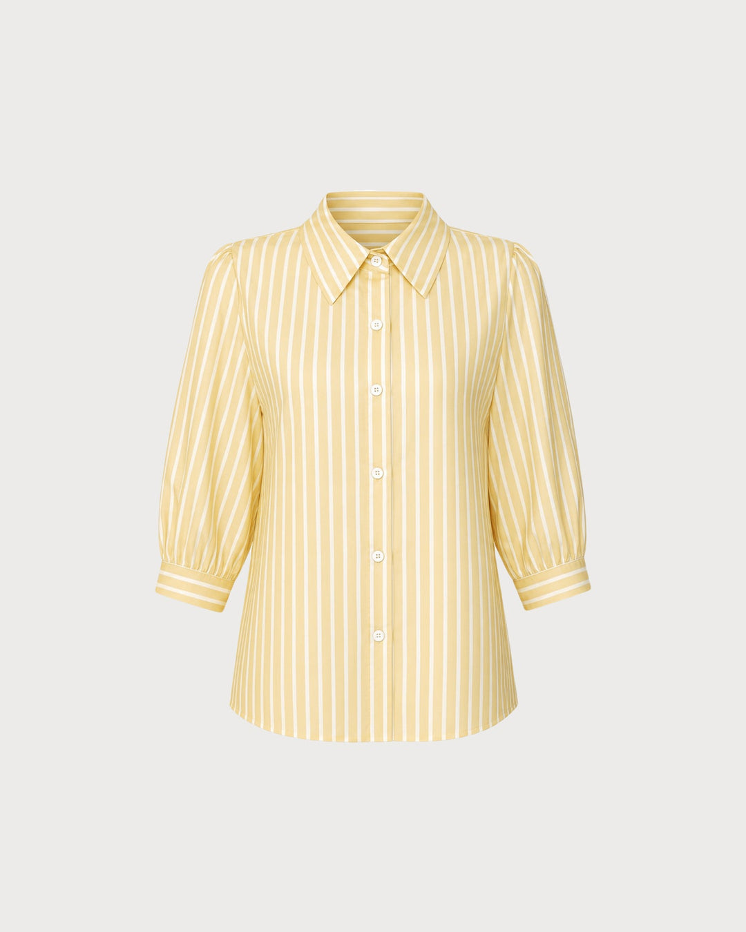 Yellow Collar Button Striped Shirt