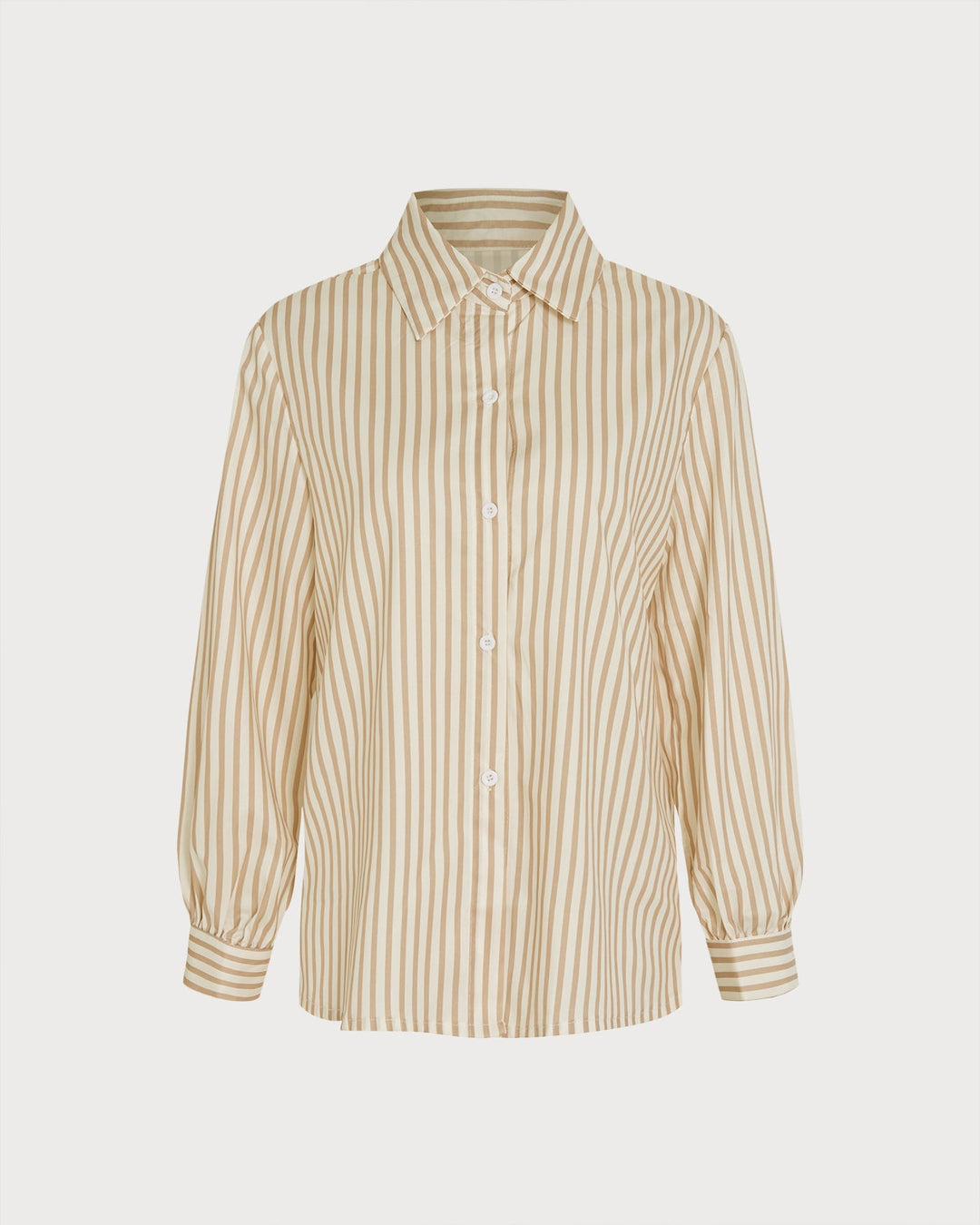 Apricot Collar Striped Button Shirt