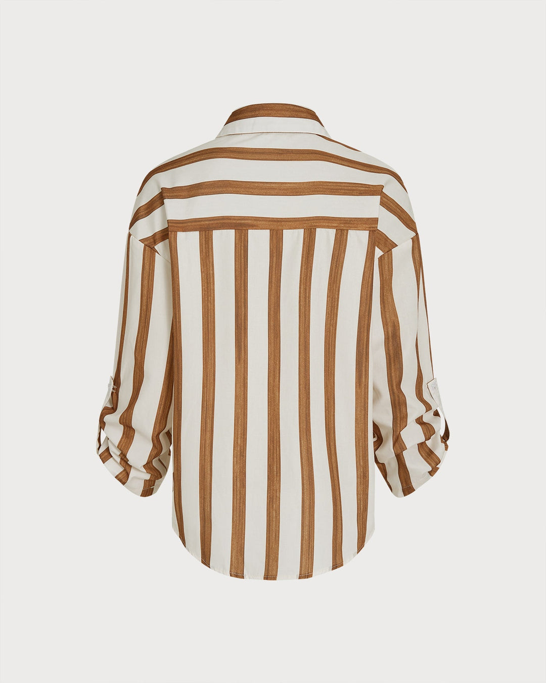 Brown Collar Striped Button Shirt