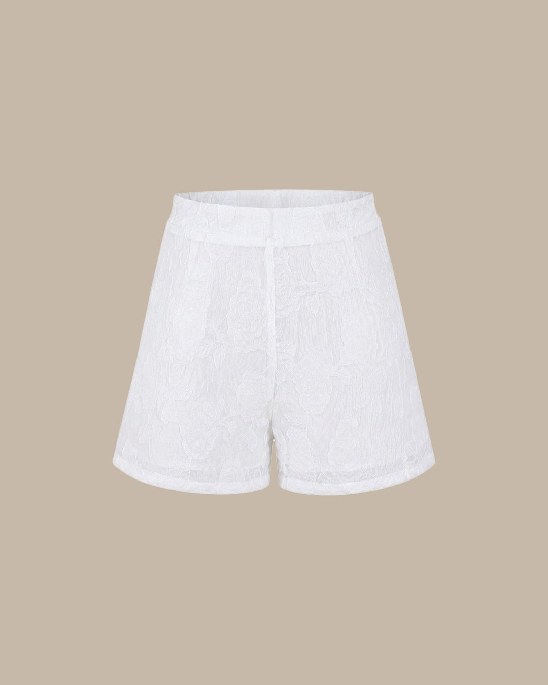 White Jacquard Pockets Shorts