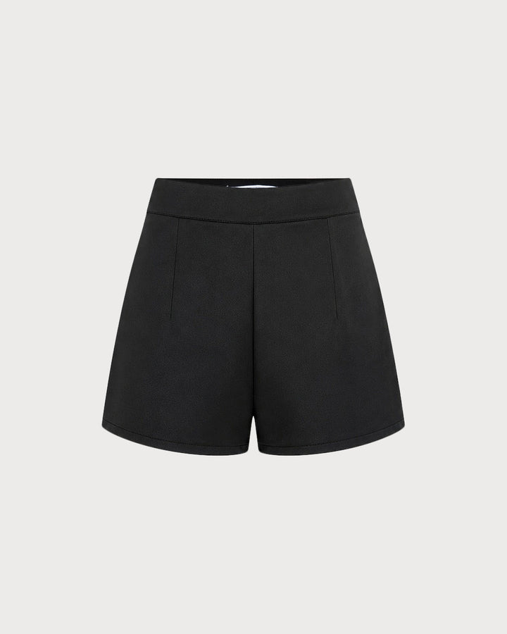 Black Natural Waisted Satin Shorts