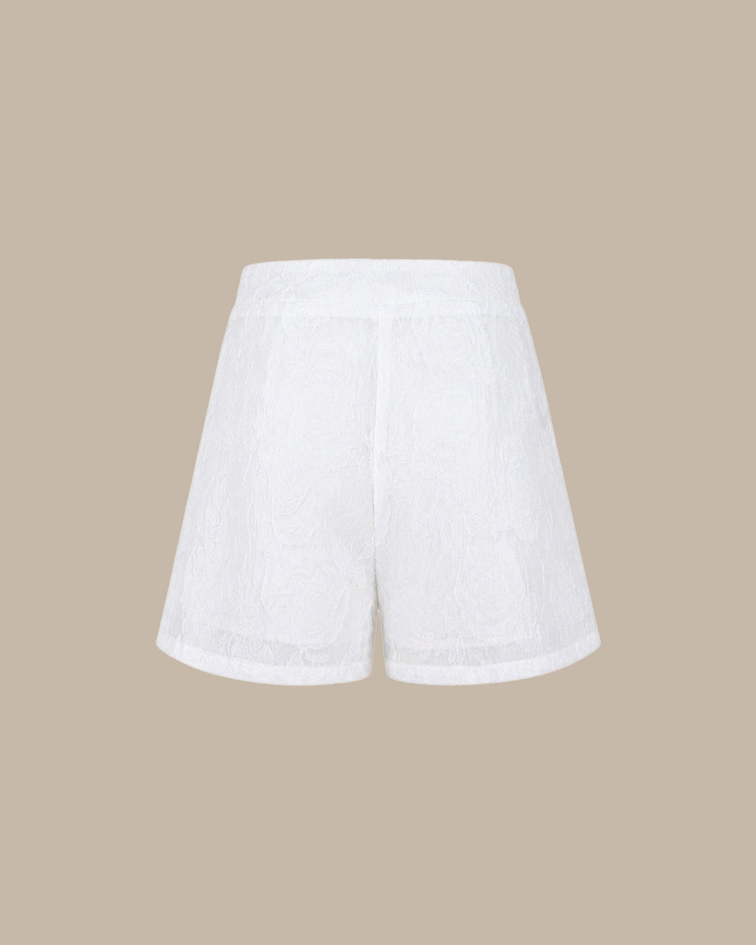 White Jacquard Pockets Shorts