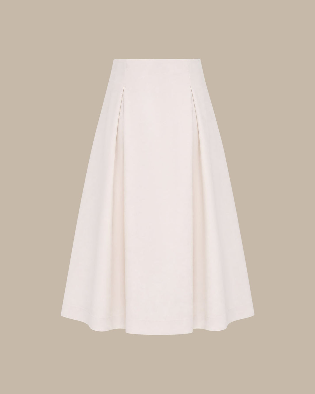 Off White Zipper A-Line Midi Skirt