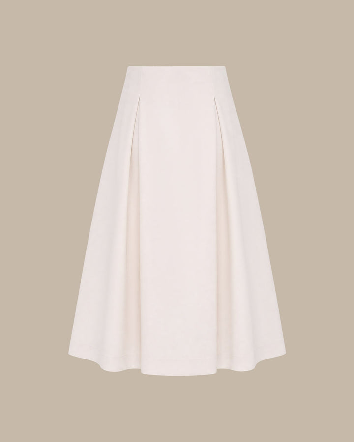 Off White Zipper A-Line Midi Skirt