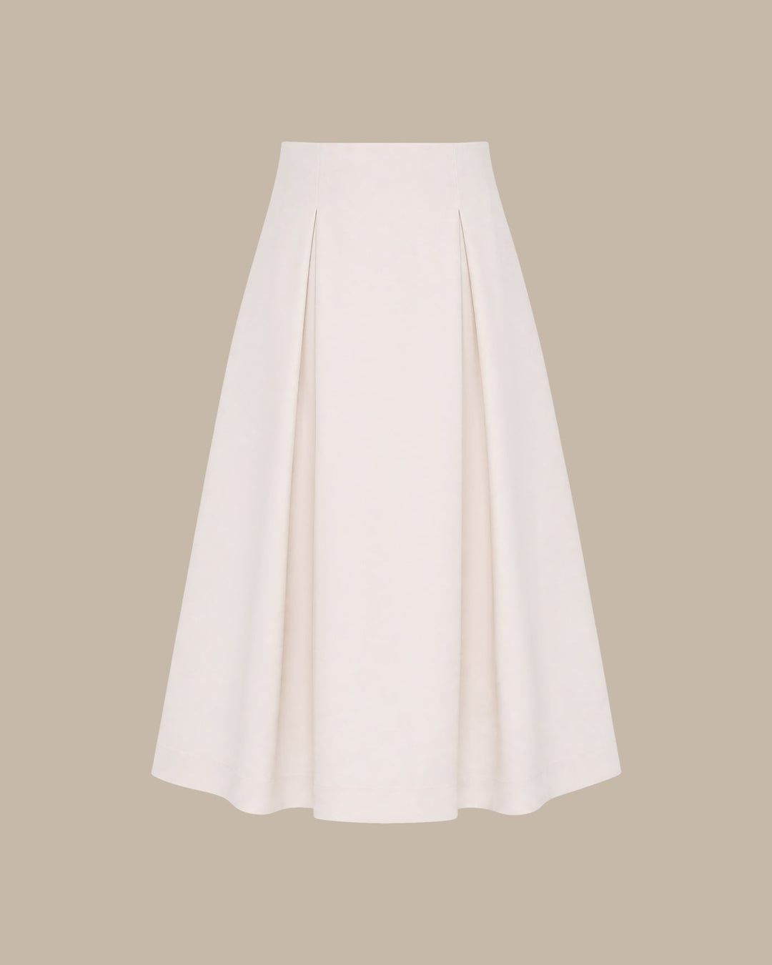 Off White Zipper A-Line Midi Skirt